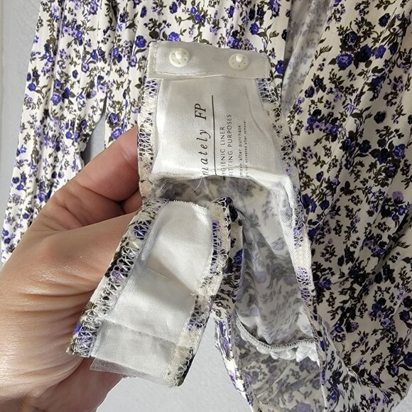 Free People Intimately Free Kaya Print Cutout Bodysuit Blue Micro Floral Fairy - Picture 7 of 13